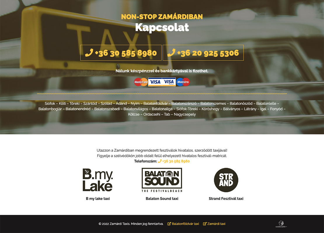 Zamárdi Taxi webdesign, wweboldal készítés